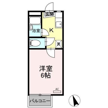 奥田アパートメントII(1K/2階)の間取り写真