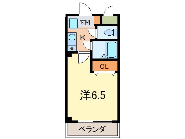 甲南フラット(1K/4階)の間取り写真