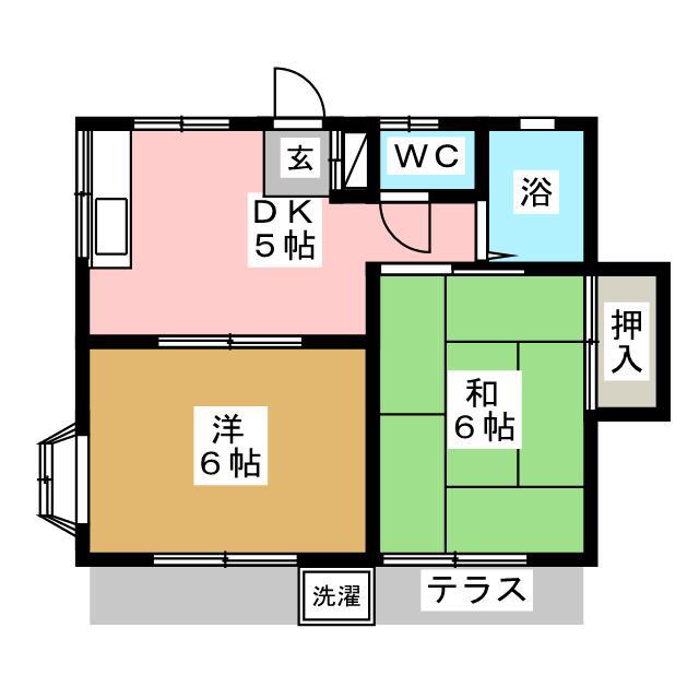 第三春日ハイム(2DK/1階)の間取り写真