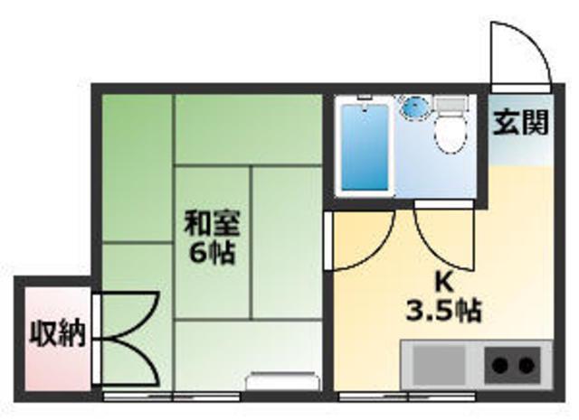 川島ハウス(1DK/2階)の間取り写真