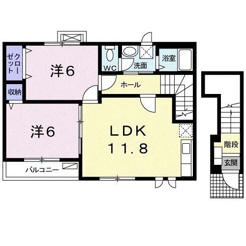 ベル・エトワールK(2LDK/2階)の間取り写真