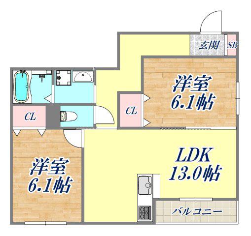 FIELD COURT(2LDK/3階)の間取り写真