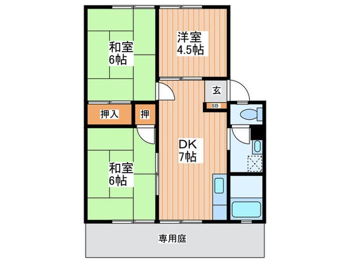 シャイン速見(3DK/1階)の間取り写真
