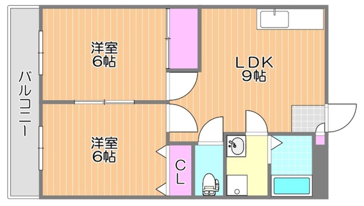 グラミュール川南(2LDK/3階)の間取り写真