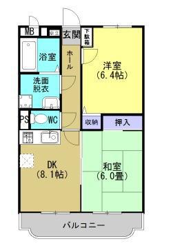 サンライズ桜台(2DK/1階)の間取り写真
