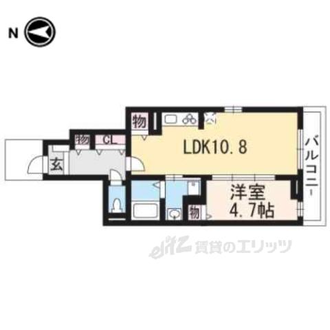 アルドーレ ブラン(1LDK/1階)の間取り写真