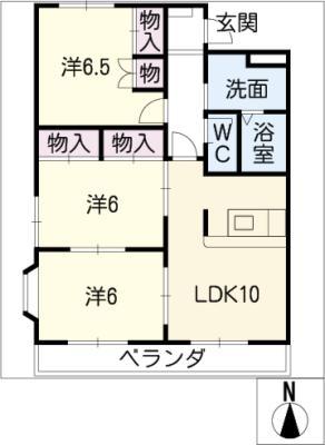 ヴァンヴェール五明 B棟(3LDK/3階)の間取り写真