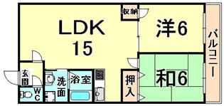 グレース園田(2LDK/2階)の間取り写真