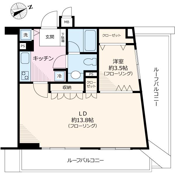 スカーラ文京本郷スカイプラザ(1LDK/9階)の間取り写真