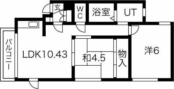 サーラ伏古(2LDK/3階)の間取り写真