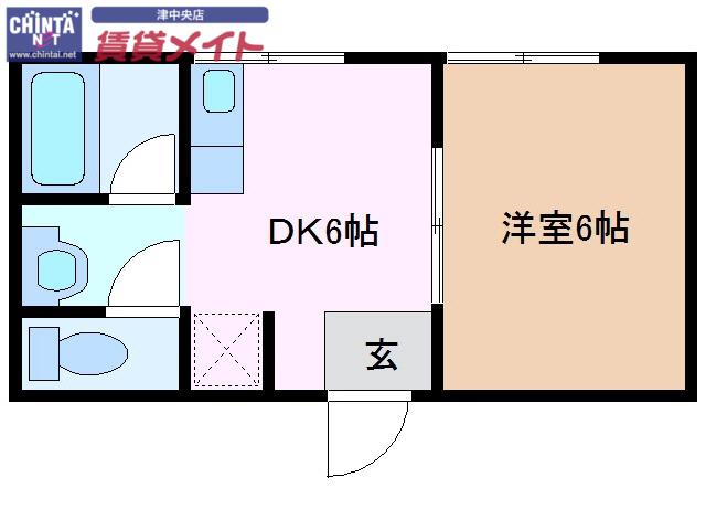 ひまわり荘2(1DK/2階)の間取り写真