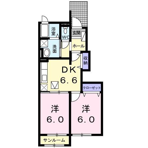 ブローテ(2DK/1階)の間取り写真
