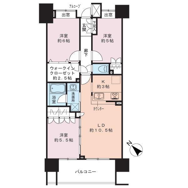 クレストシティレジデンス(3LDK/5階)の間取り写真