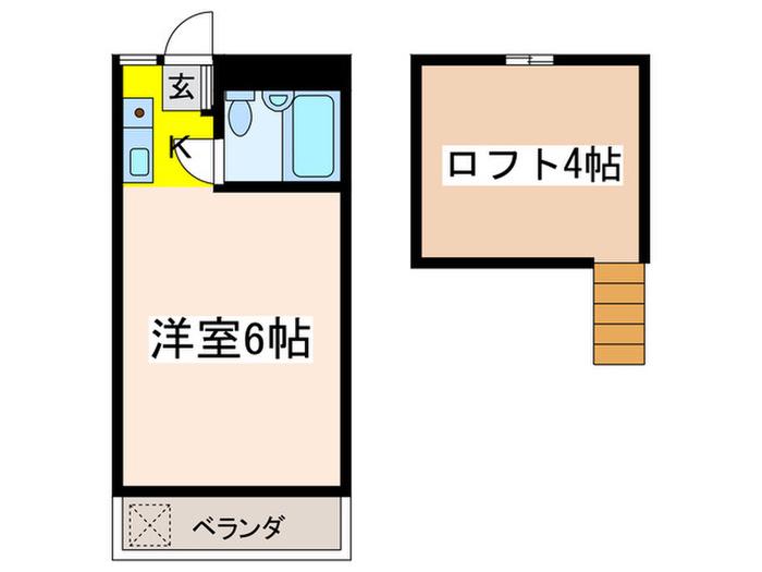ハイムレインボーC棟(1K/2階)の間取り写真