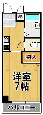 ファンテンテール(1K/4階)の間取り写真
