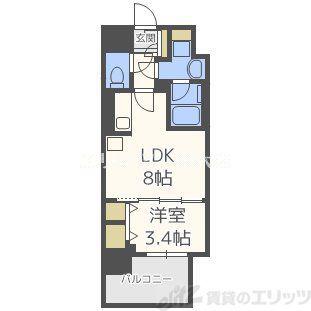 アーバネックス西天満(1LDK/9階)の間取り写真