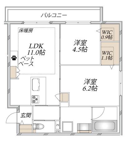 LA MAISON MATE 壱番館(2LDK/2階)の間取り写真