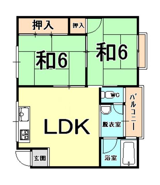 トキワマンション(2LDK/3階)の間取り写真