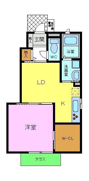 コテドゥフラーブ(1DK/1階)の間取り写真