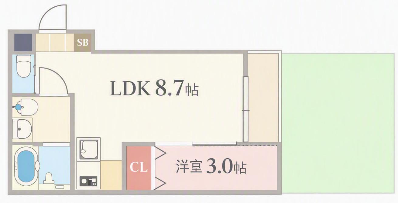 S-MOVE庚午北(1LDK/1階)の間取り写真