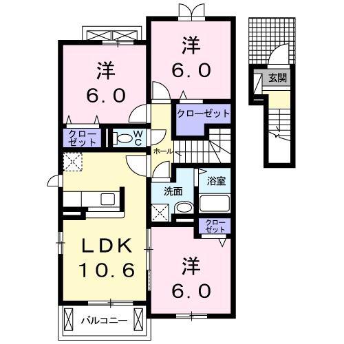 ベルカーサ(3LDK/2階)の間取り写真