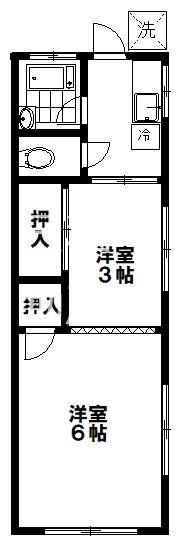 越川荘(2K/1階)の間取り写真