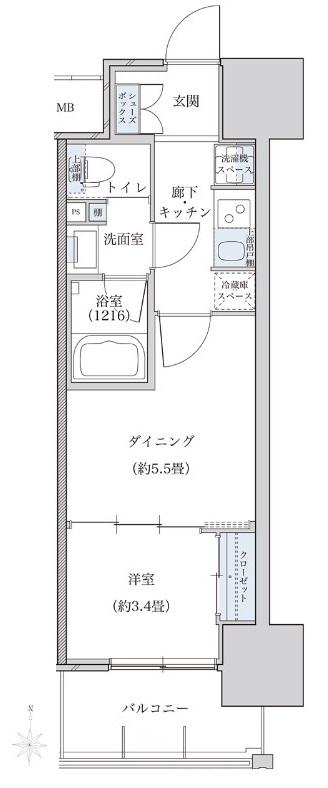 パークアクシス名古屋山王(1DK/14階)の間取り写真
