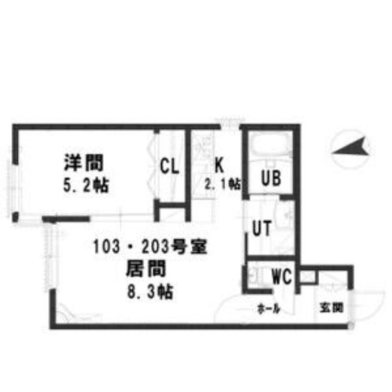 パストラーレ 栄通10(1LDK/2階)の間取り写真