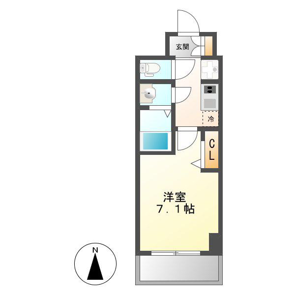 プレサンス桜通ベルノ(1K/2階)の間取り写真