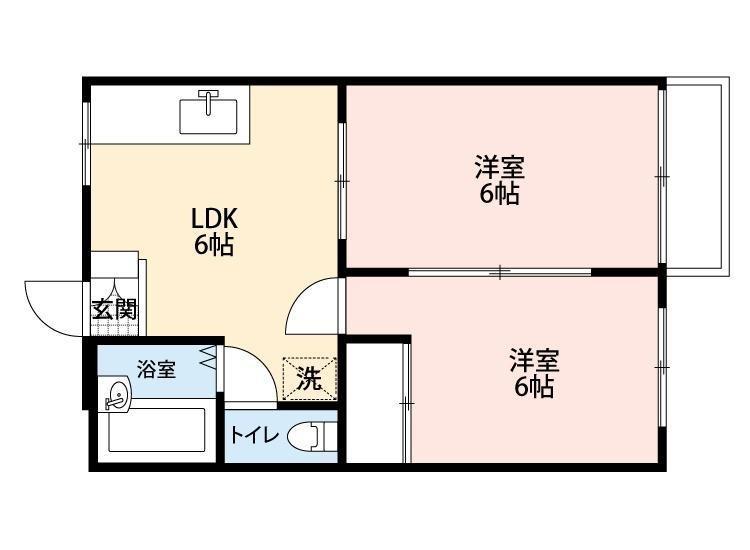アーバンハイム(2DK/2階)の間取り写真