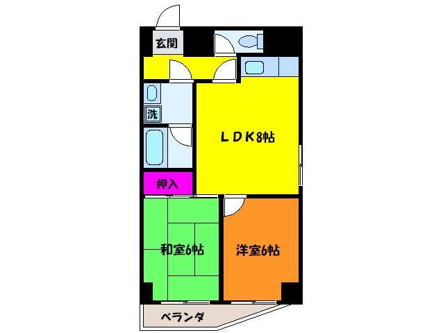 グランジュール岡田浦(2LDK/5階)の間取り写真