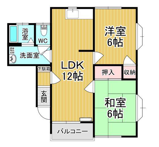 ヴェルエスト鹿沼 B棟(2LDK/2階)の間取り写真
