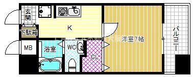 W.O.B FUKUSIMA(1K/8階)の間取り写真