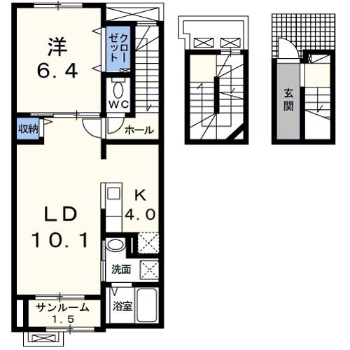 アブニールドゥ・アルブル(1LDK/3階)の間取り写真