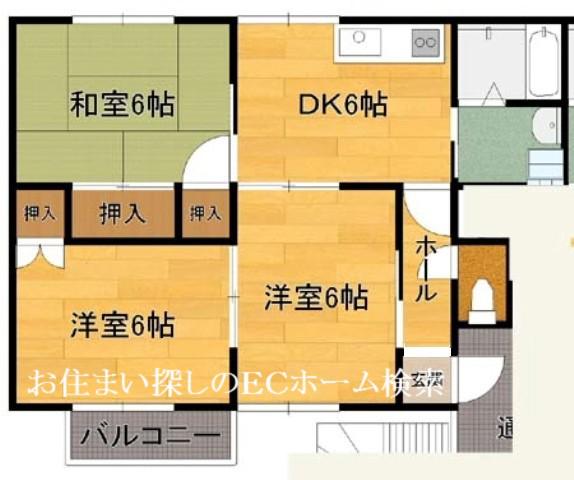 コーポ宮田2(3DK/1階)の間取り写真