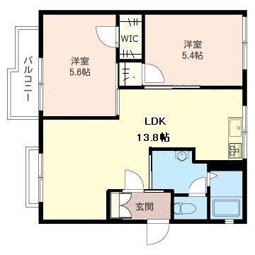 ハイツ吉川B(2LDK/2階)の間取り写真
