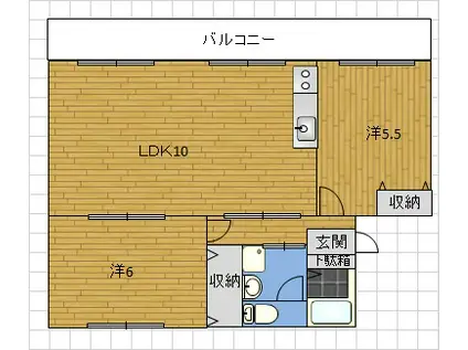 シティ山崎(2LDK/1階)の間取り写真