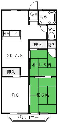 サンハイツ石原(3DK/2階)の間取り写真