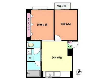 カーサミエ(2DK/2階)の間取り写真