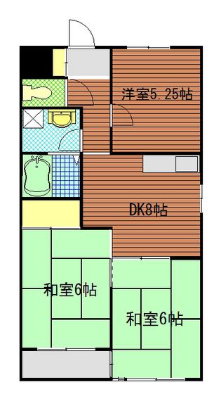 津江ビル(3DK/2階)の間取り写真
