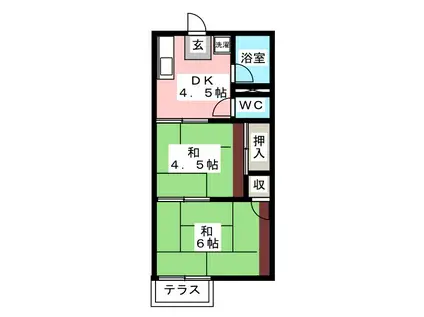 コーポ須賀(2DK/2階)の間取り写真