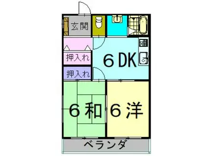 ファミリーマンション(2DK/3階)の間取り写真