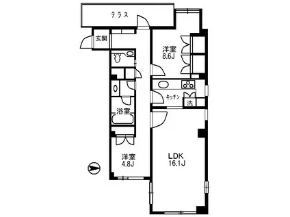コート白金台(2LDK/1階)の間取り写真