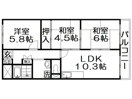 香里ヶ丘Ⅱ番館(3LDK/2階)の間取り写真