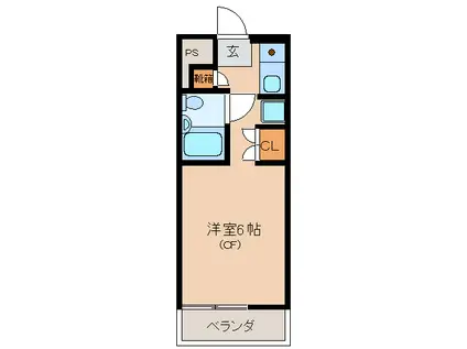 常磐レジデンス(ワンルーム/2階)の間取り写真
