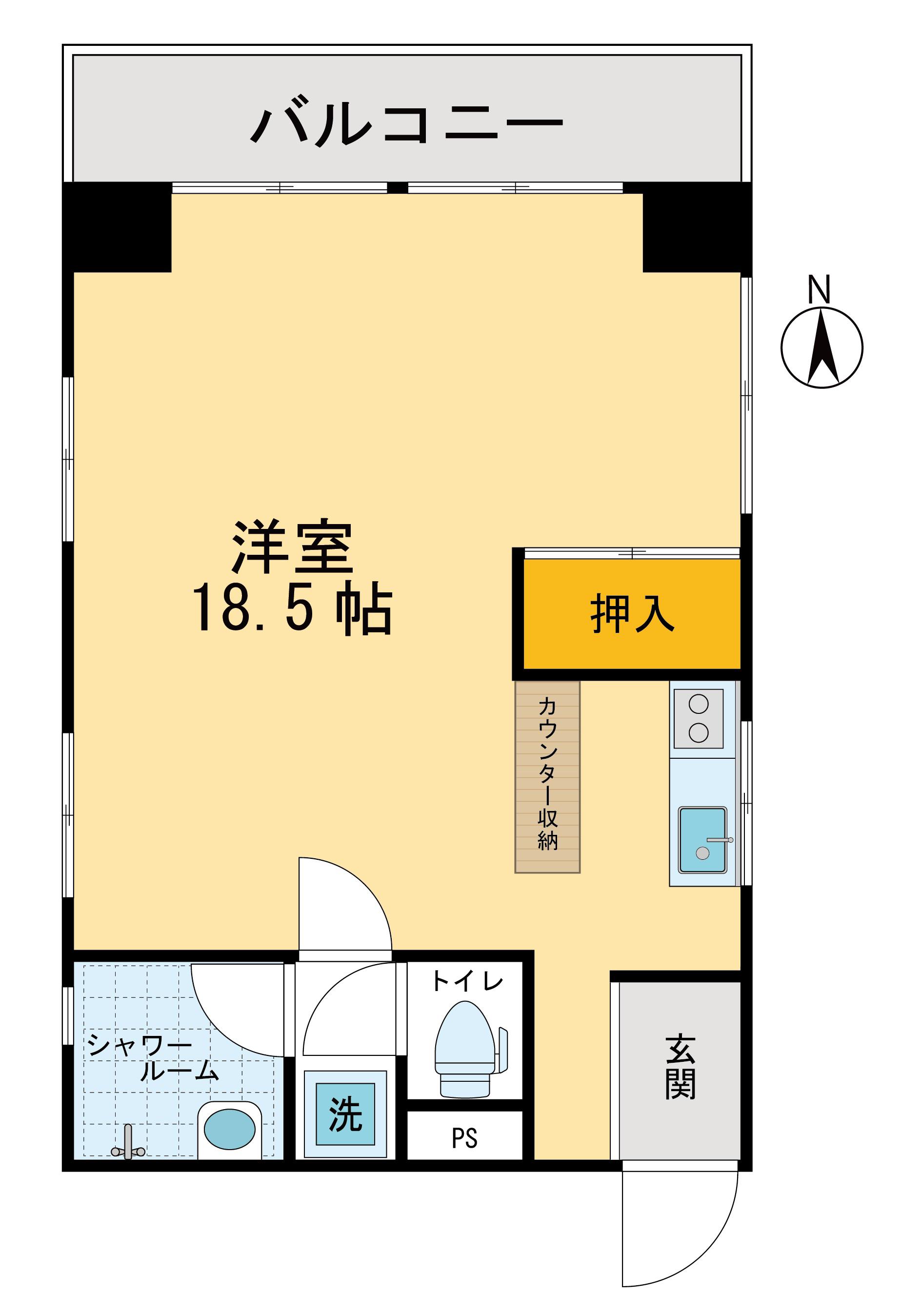 ハイネス立川(ワンルーム/4階)の間取り写真