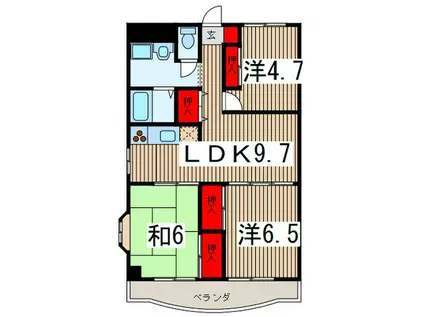 飯能サンプラザ(3LDK/8階)の間取り写真