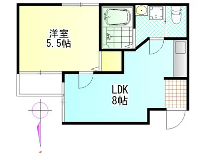 エル・ソル北新宿(1LDK/1階)の間取り写真