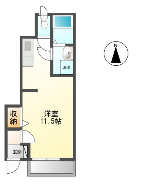 プレジールB(ワンルーム/1階)の間取り写真