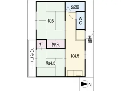 有明荘(2K/1階)の間取り写真